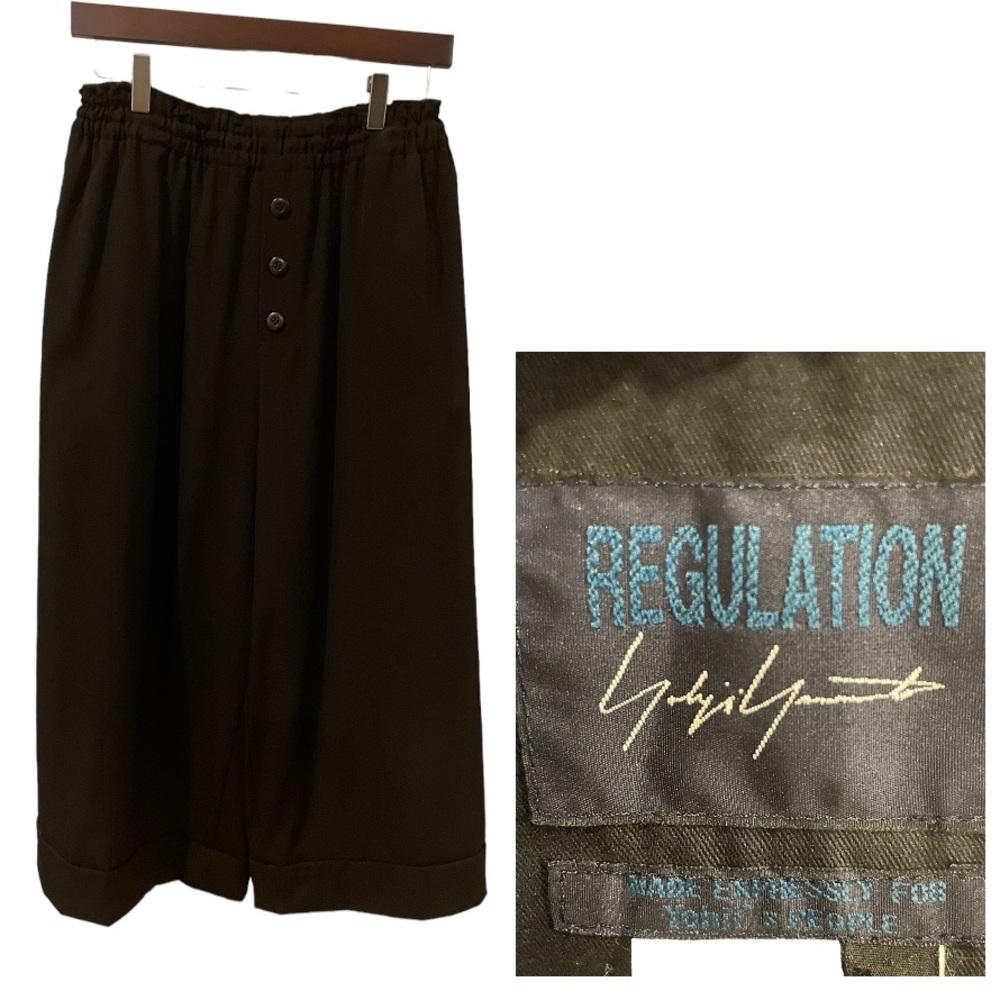 Yohji Yamamoto Black Wide Leg Crop Pants